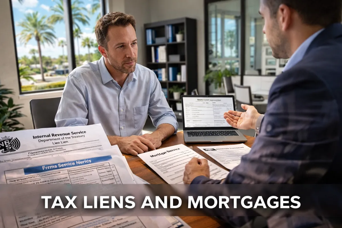 Florida homebuyer reviewing IRS tax lien documents